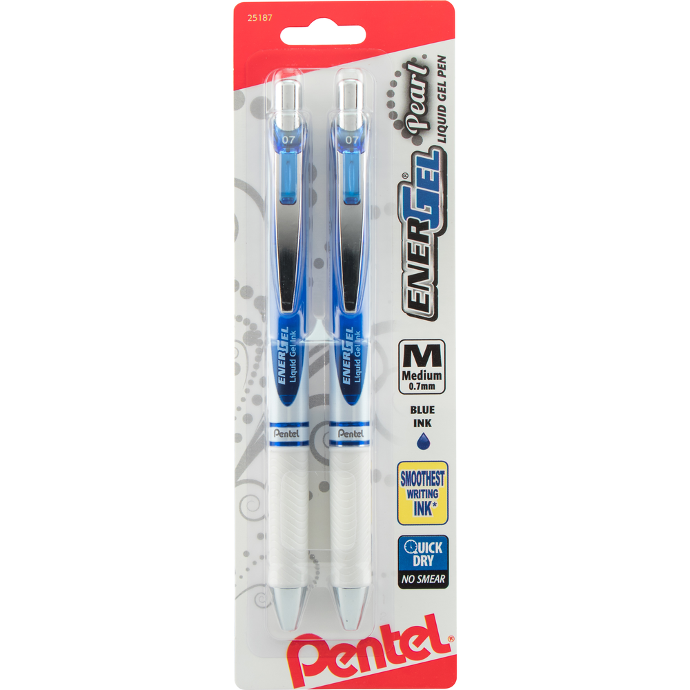 Pentel EnerGel Pearl Retractable Liquid Gel Pen - Blue .7mm 2Pk BP