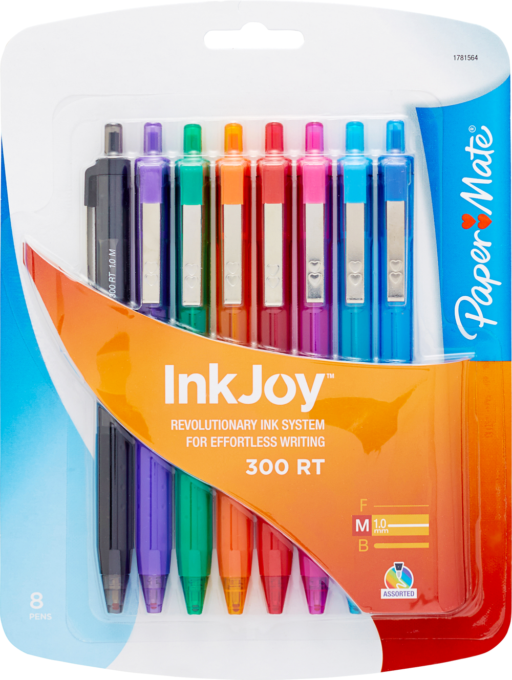 Paper Mate InkJoy 300RT Rectractable Ballpoint Pen - Asst 1.0mm 8Pk BP