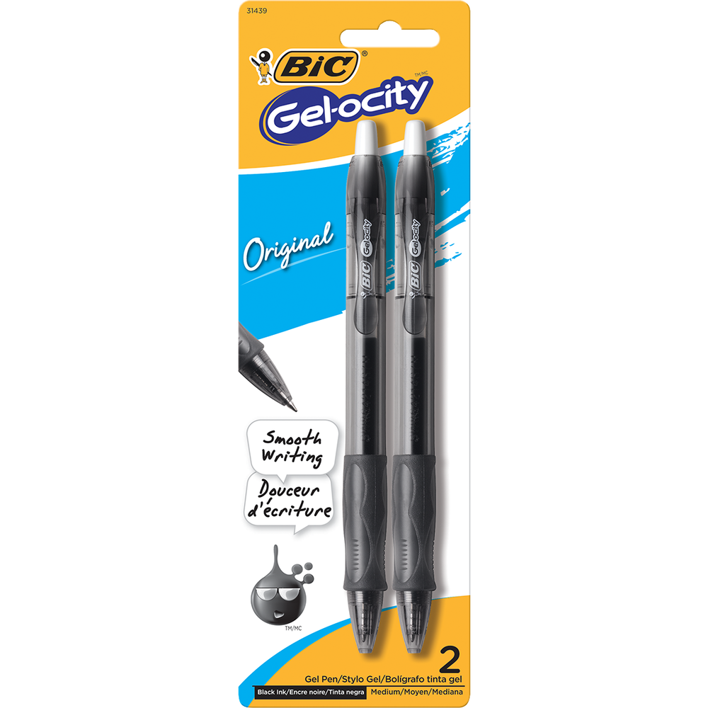 BIC Gel-ocity Original Retractable Gel Pen - Black .7mm 2Pk BP
