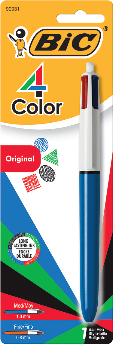 BIC 4-Color Retractable Ballpoint Pen - Asst 1.0mm 1Pk BP