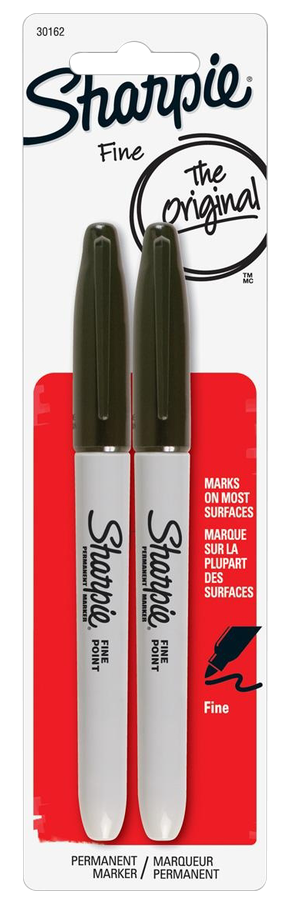 Sharpie Permanent Marker - Black Fine 2Pk BP