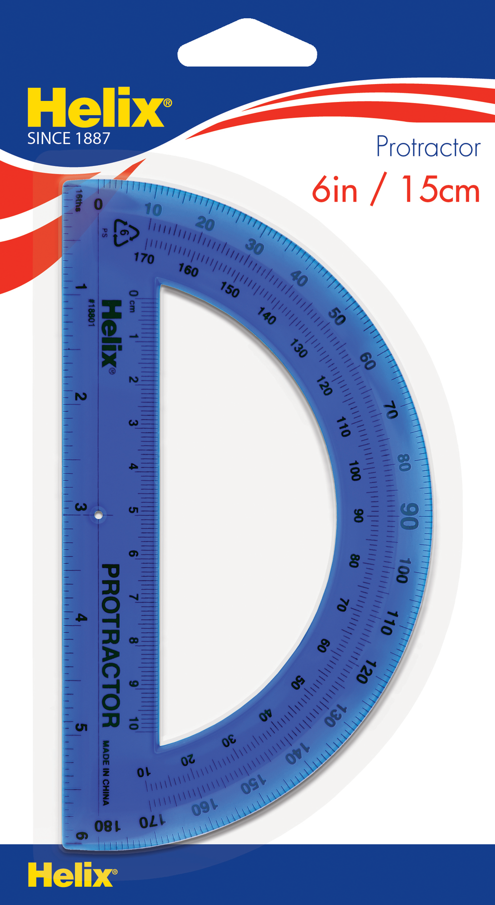 Helix Economy Protractor - Clear 6in 1Pk BP