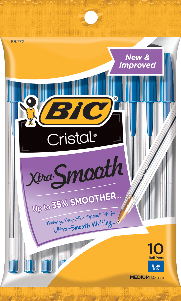 BIC Cristal Xtra Smooth Stic Ballpoint Pen - Blue 1.0mm 10Pk BP