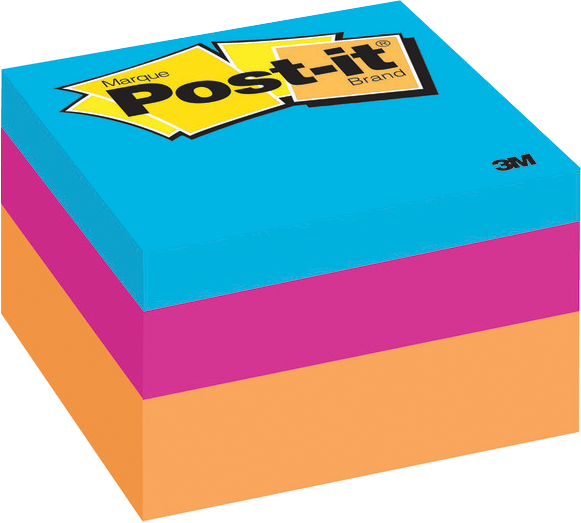 Post-it Sticky Notes Cube - Asst 2x2in 2Pk Pack 400Sht-Orange Wave-Canary Wave