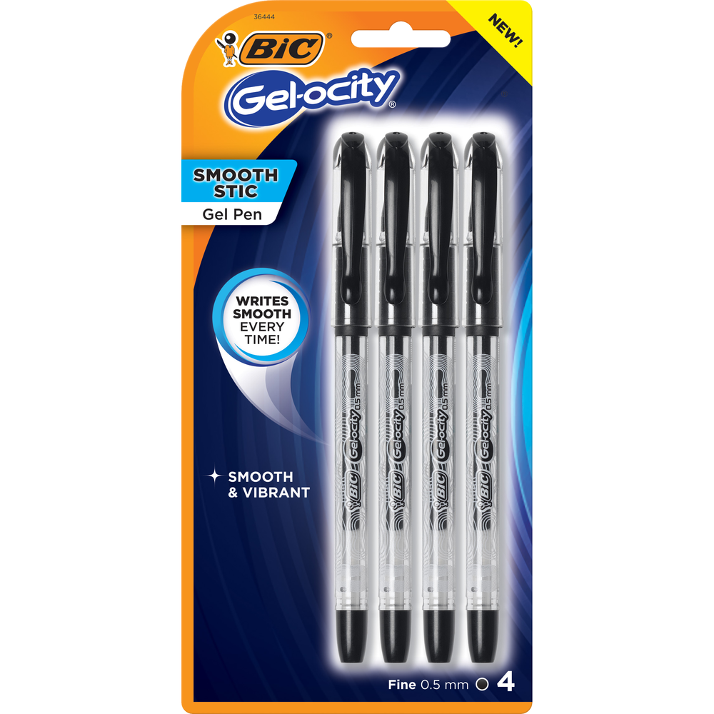 BIC Gel-ocity Stic Gel Pen - Black .5mm 4Pk BP