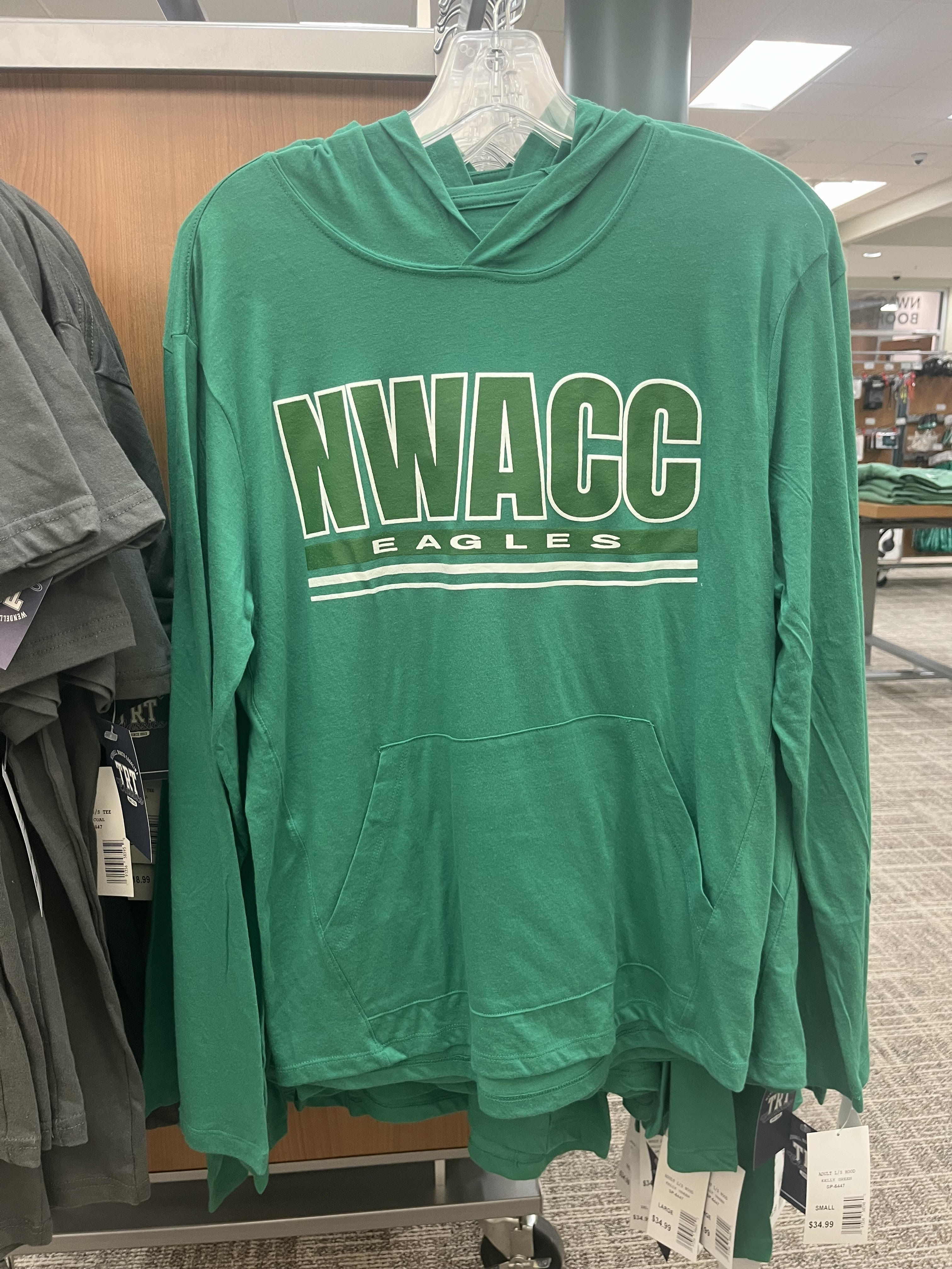 NWACC kelly green soft-tek long sleeve hood