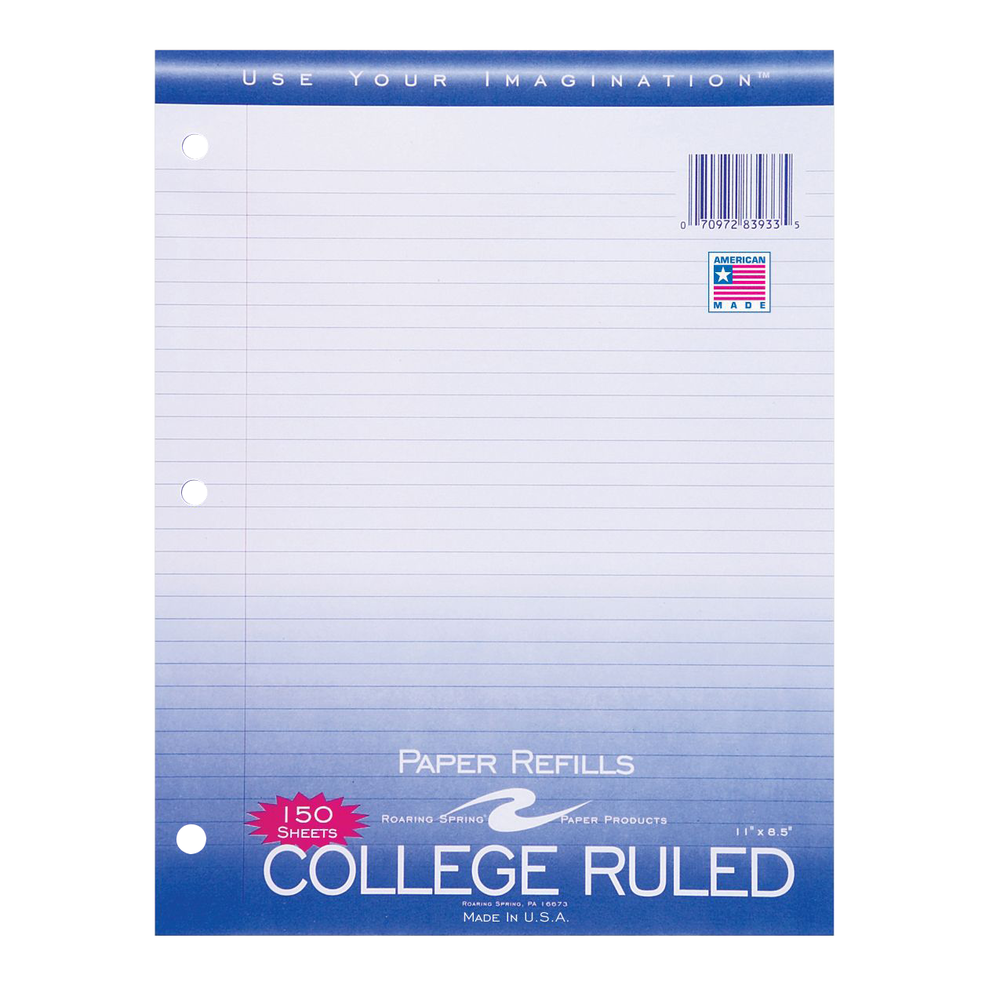 Roaring Spring Filler Paper - White 8.5x11in 150Sht Bulk College Ruled