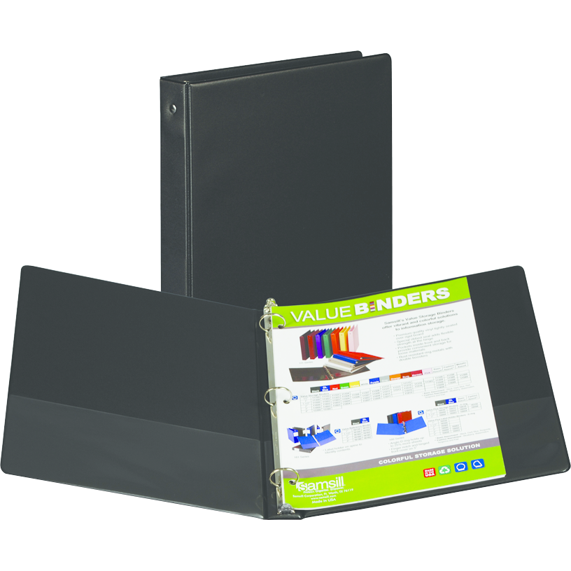 Samsill Value Storage Pocket Binder - Black 1in Bulk