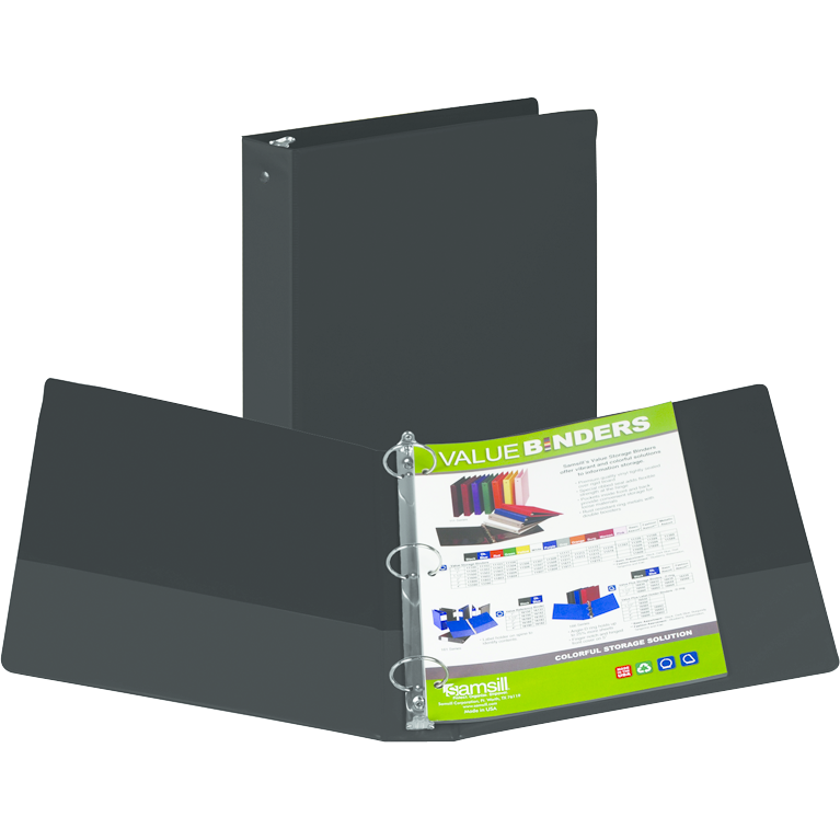 Samsill Value Storage Pocket Binder - Black 1.5in Bulk