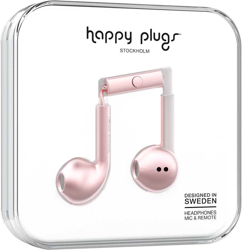 Happy Plugs Earbuds Plus w/ Mic - Pink Gold