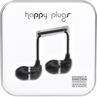 Happy Plugs In-Ear Earbuds with Mic - Black Marble