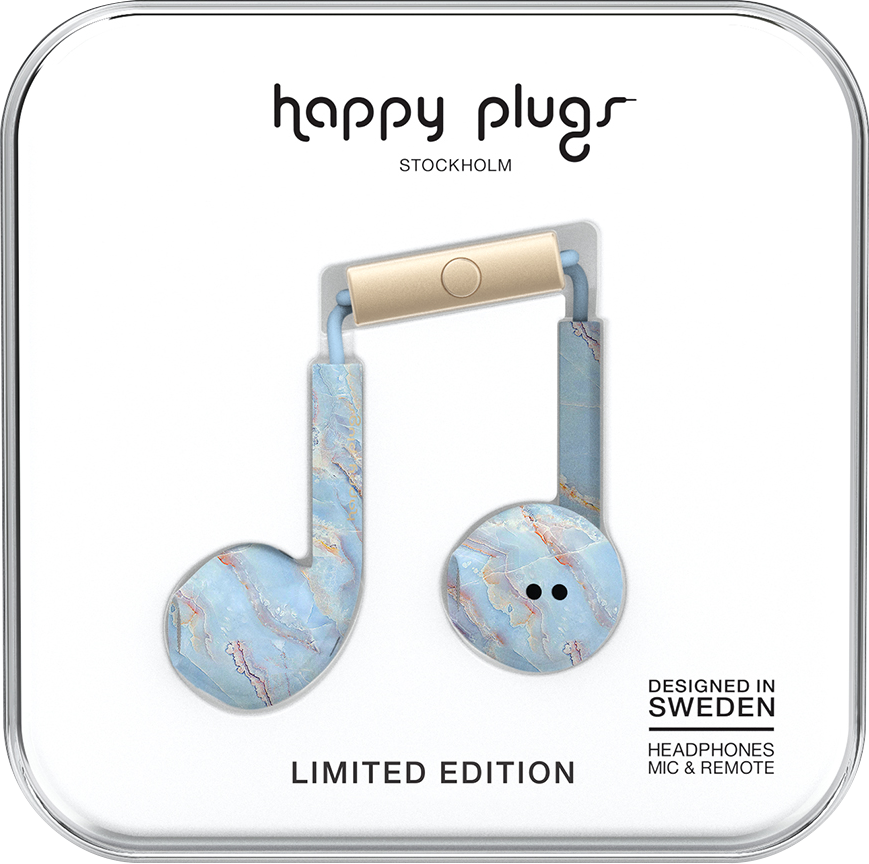 Happy Plugs Earbuds Plus with Mic - Blue Quartz