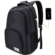 College Backpack with USB Charging Port Bookbag Slim Backpack fits 15.6 inch Laptop