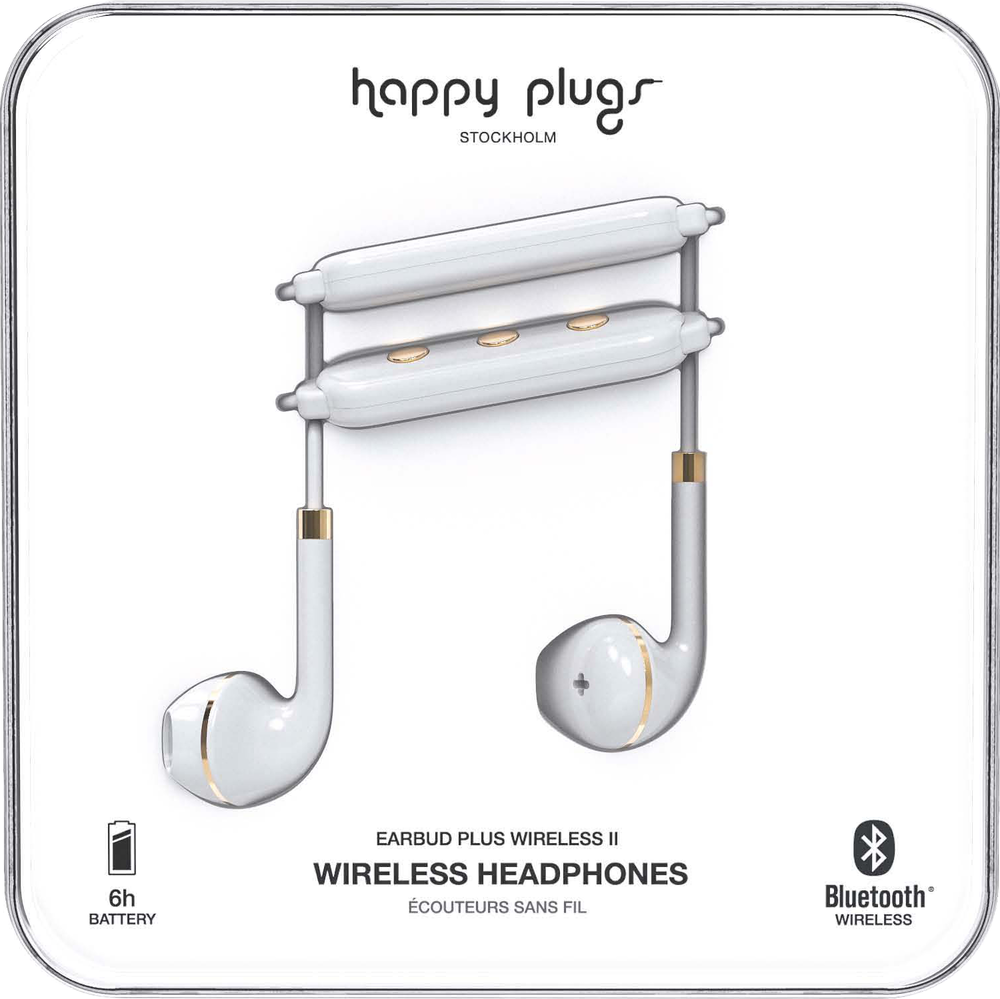 Happy Plugs Earbuds Plus Wireless II - White