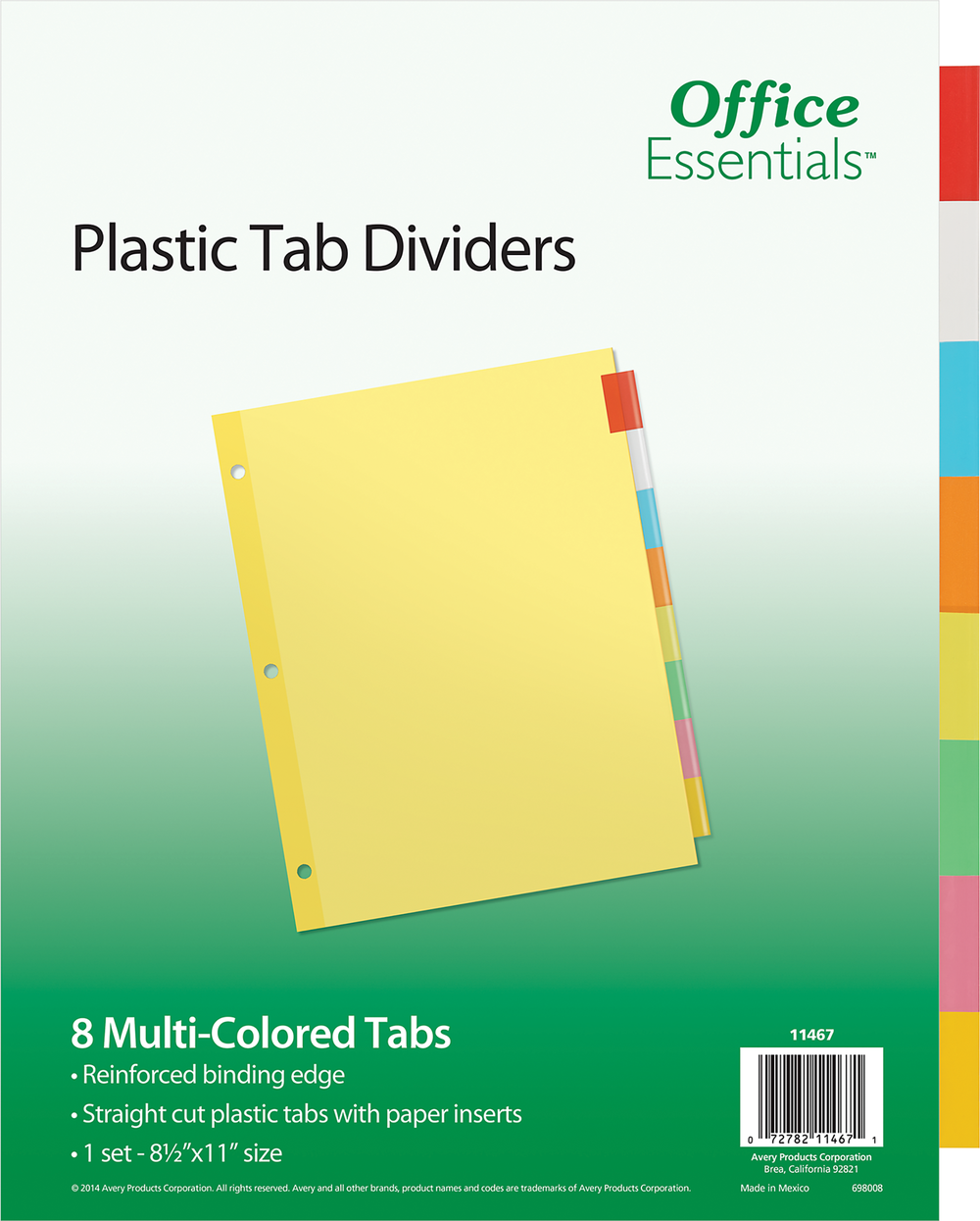 Office Essentials Insertable Economy Divider - Buff w-Multi Tabs 8.5x11in Bulk 8 Tab