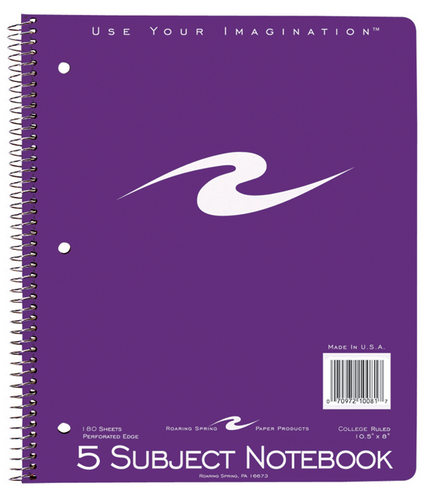 Wirebound Notebook 5-Subject