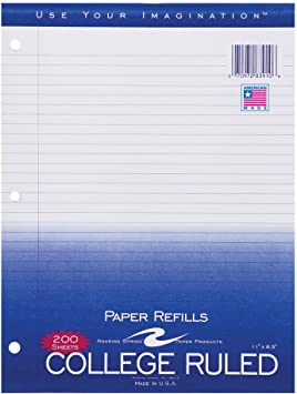 200 Sheets - College Ruled Notebook Filler Paper