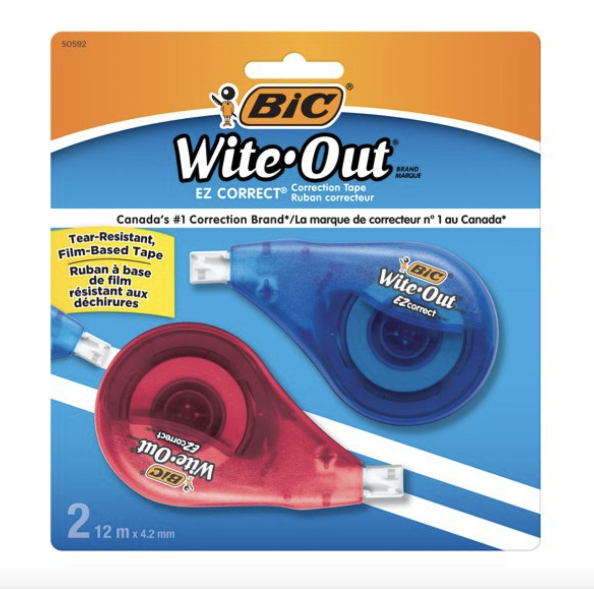 BIC Wite-Out Brand EZCorrect Correction Tape - White .17inx39.3ft 2Pk BP