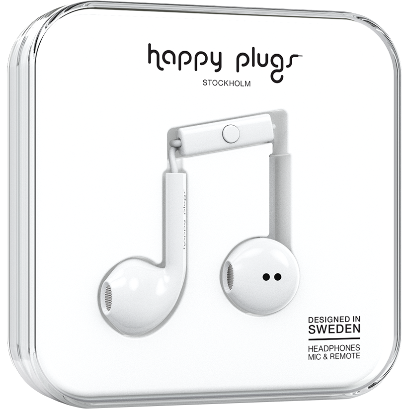 Happy Plugs Earbuds Plus with Mic - White