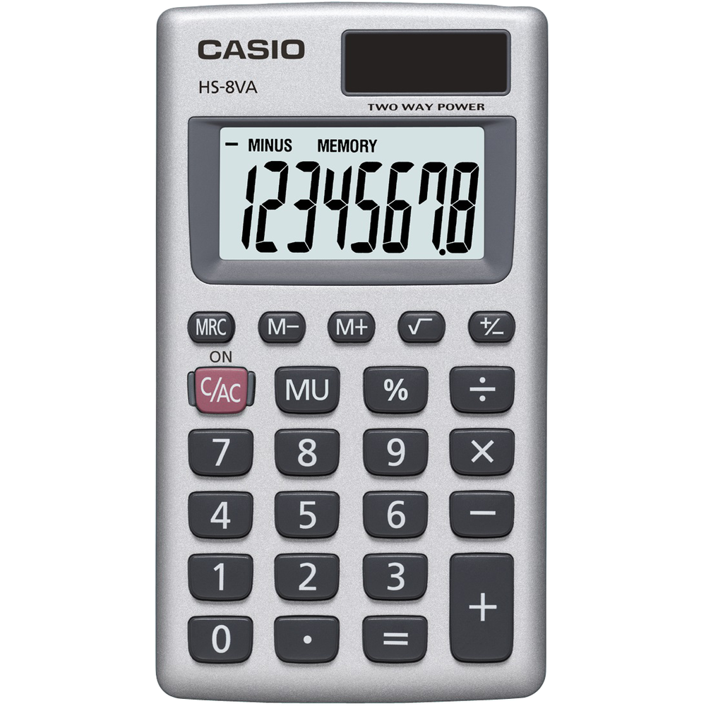 Casio HS8V Mini Calculator - Silver 1Pk BP