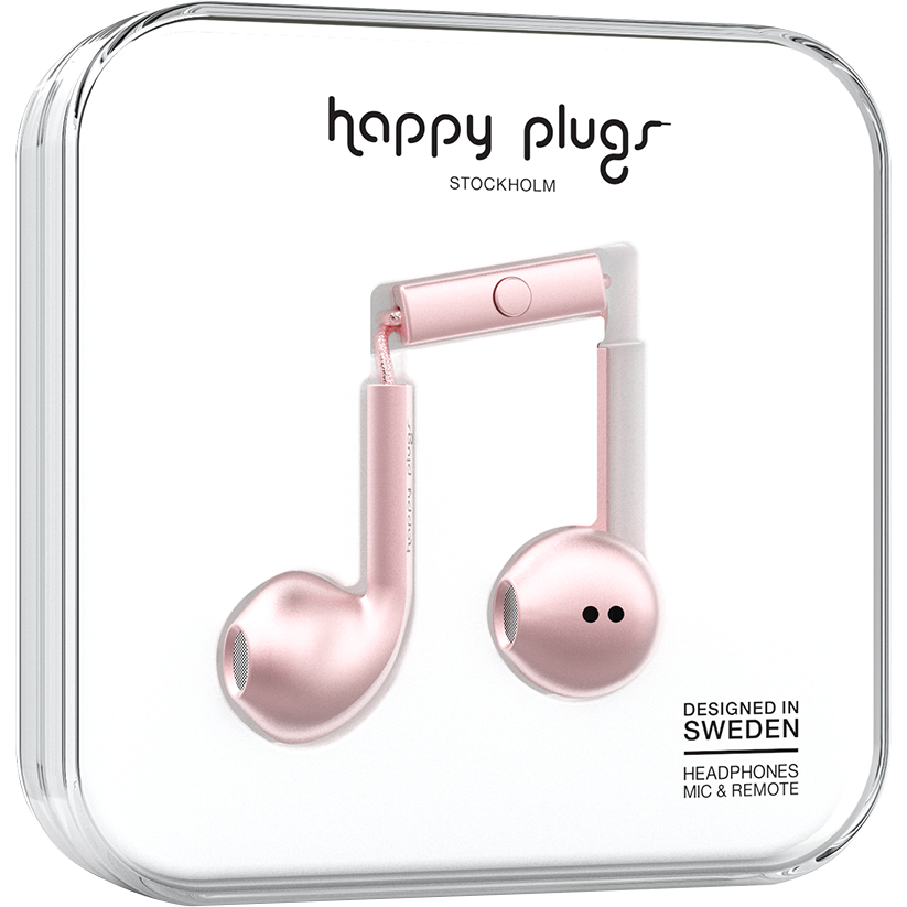 Happy Plugs Earbuds Plus with Mic - Pink Gold
