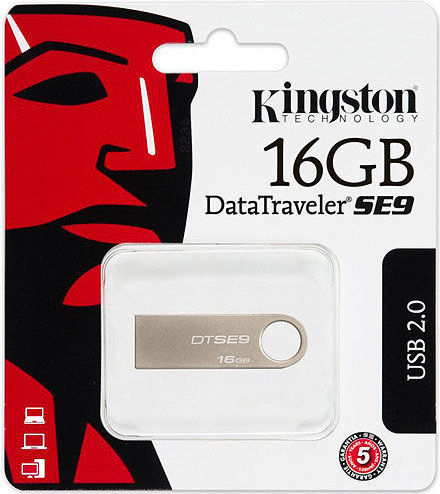 Kingston - DataTraveler SE9 16GB USB Flash Drive - Silver