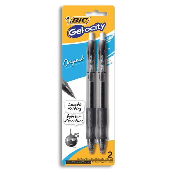 Bic Gel-Ocity Retractable Gel Pen - Black - 2pk
