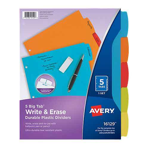 Big Tab Write-On Dividers 5-tab
