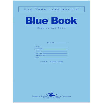 Blue Book 11x8.5" 8 Sheets/16 Pages