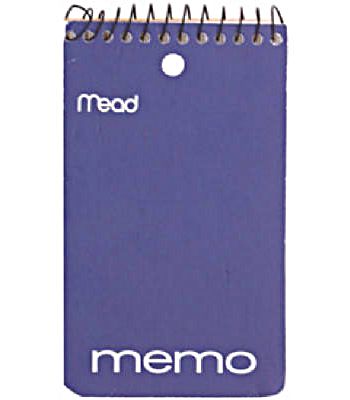 Mead® Wirebound Memo Book, 3" x 5", 60 Sheets, Assorted Colors