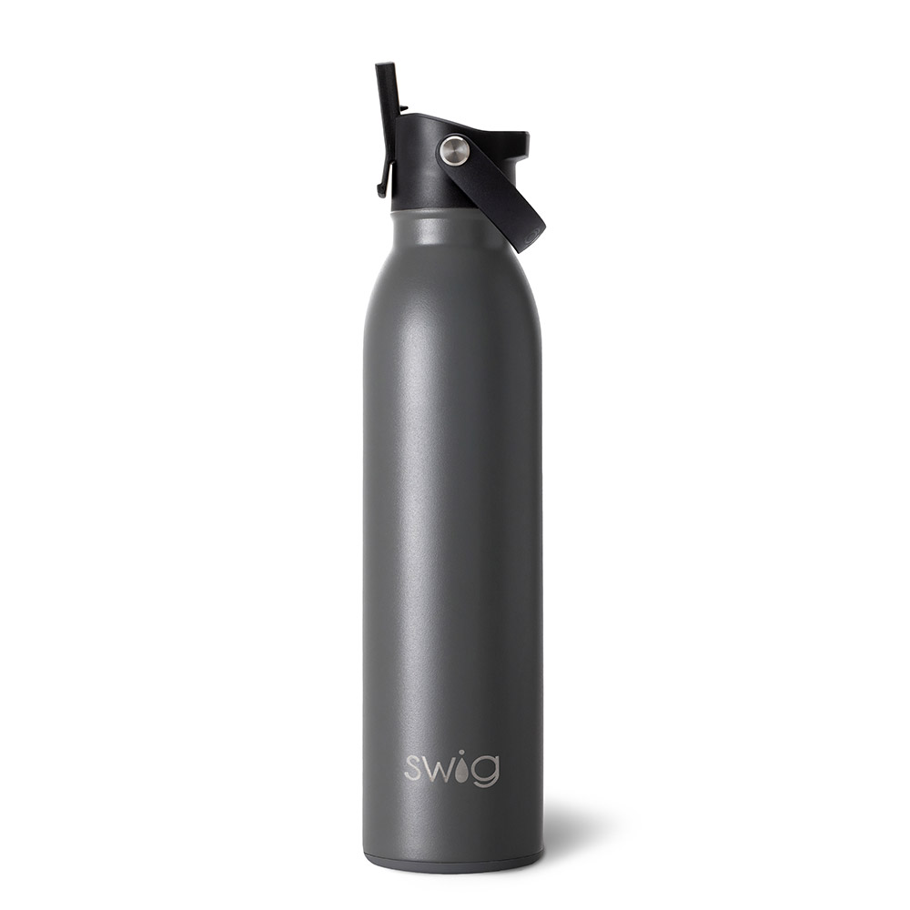 Grey Flip + Sip Water Bottle