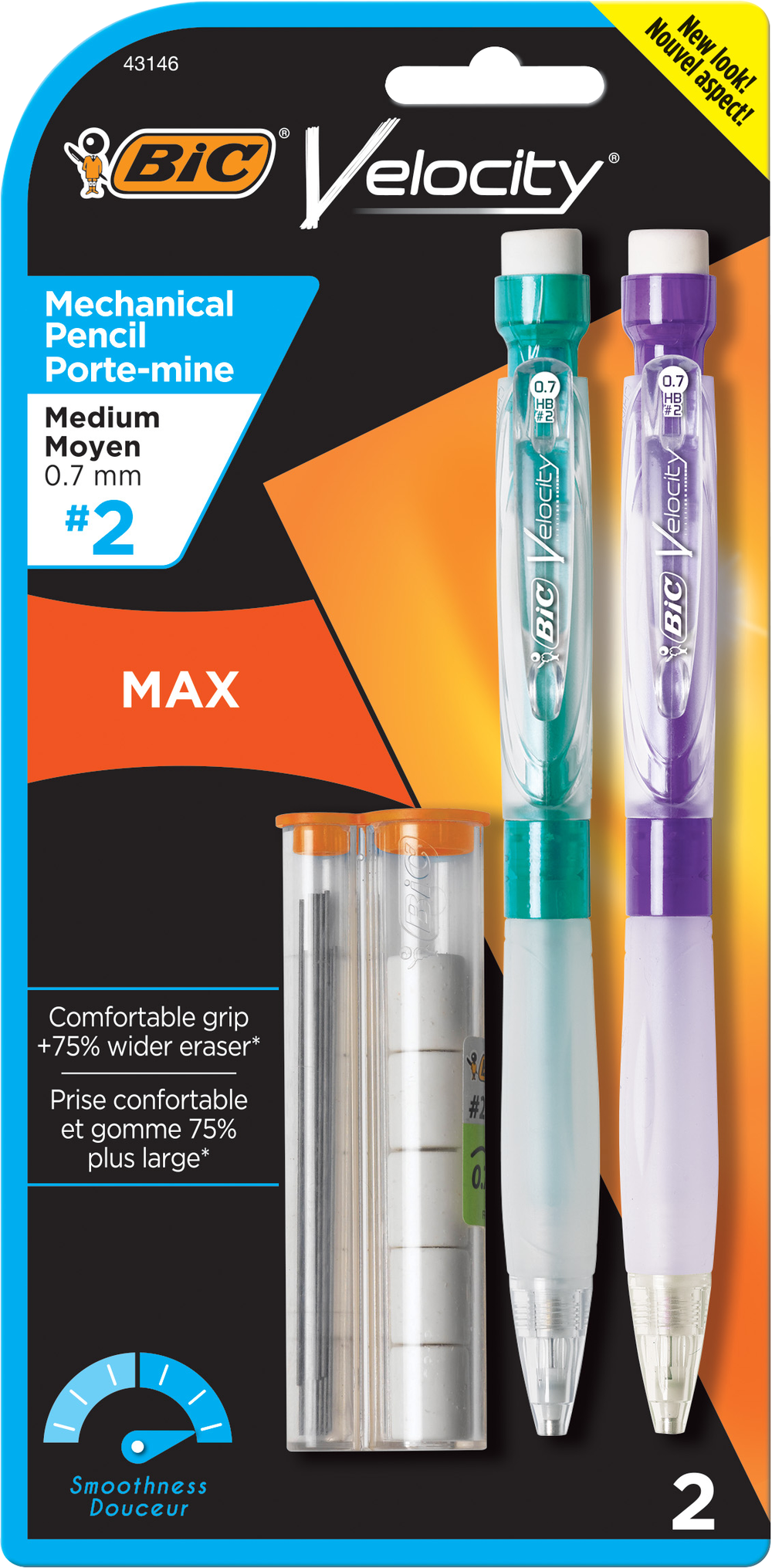 BIC Velocity MAX Mechanical Pencil .7mm - 2 Pack with Refill