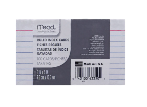 MEAD 3 X 5 INDEX CARDS