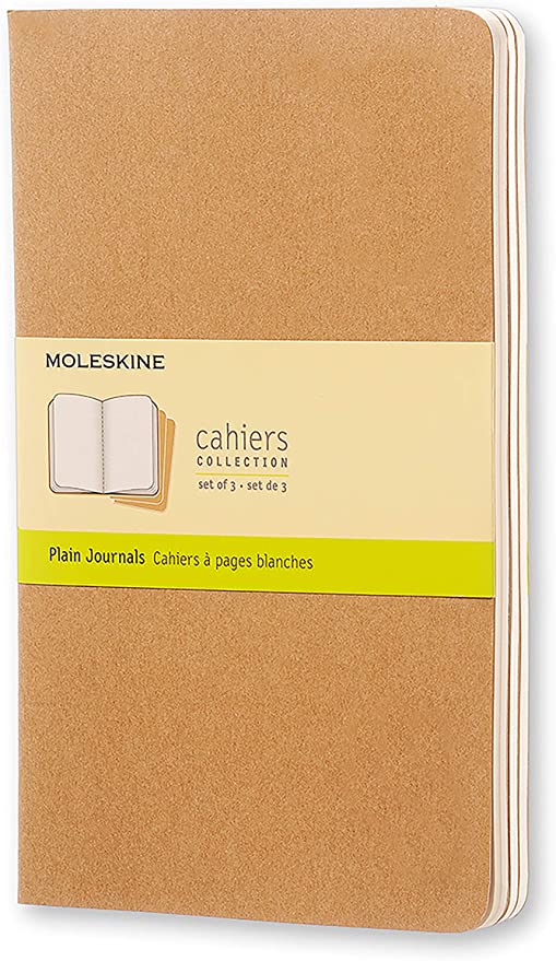 Moleskine Cahier Journals, No Rule, 3pk, 240 sheets, 5.25" x 8.25" - Black