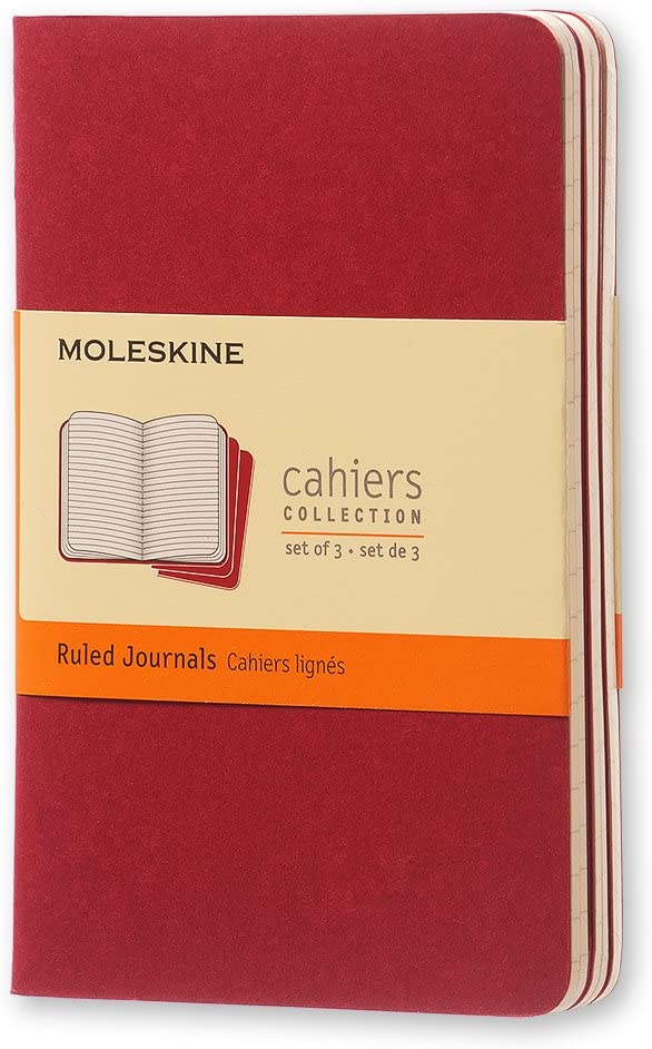 Cahier Journal, Soft Cover, Pocket (3.5" x 5.5") Ruled/Lined, Cranberry Red, 64 Pages (Set of 3)