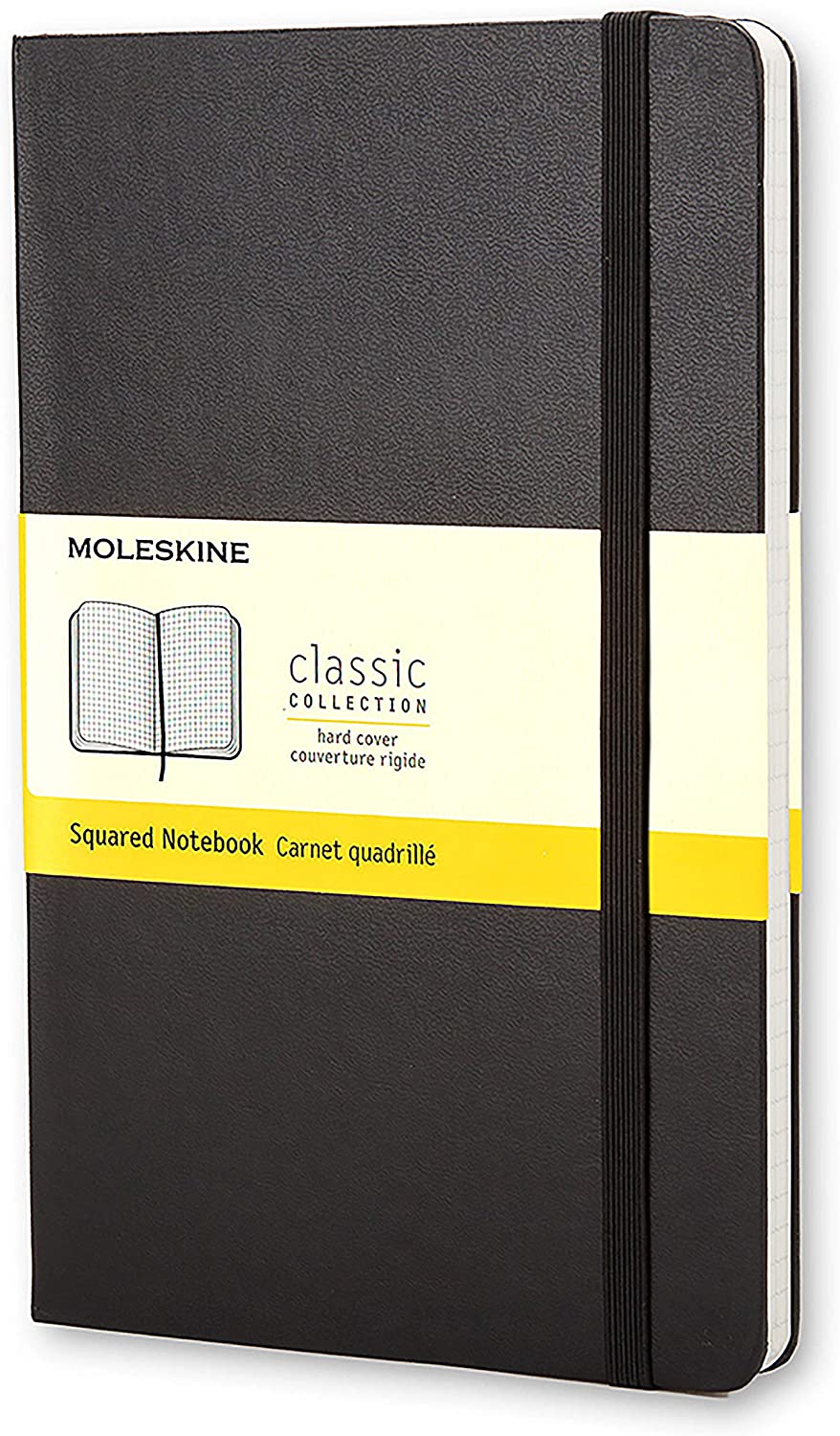 Moleskine Classic Notebook, Hard Cover, Large (5" x 8.25") Squared/Grid, Black, 240 Pages