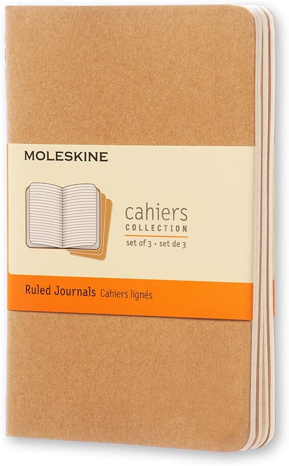 Cahier Journal, Soft Cover, Pocket (3.5" x 5.5") Ruled/Lined, Kraft Brown, 64 Pages (Set of 3)