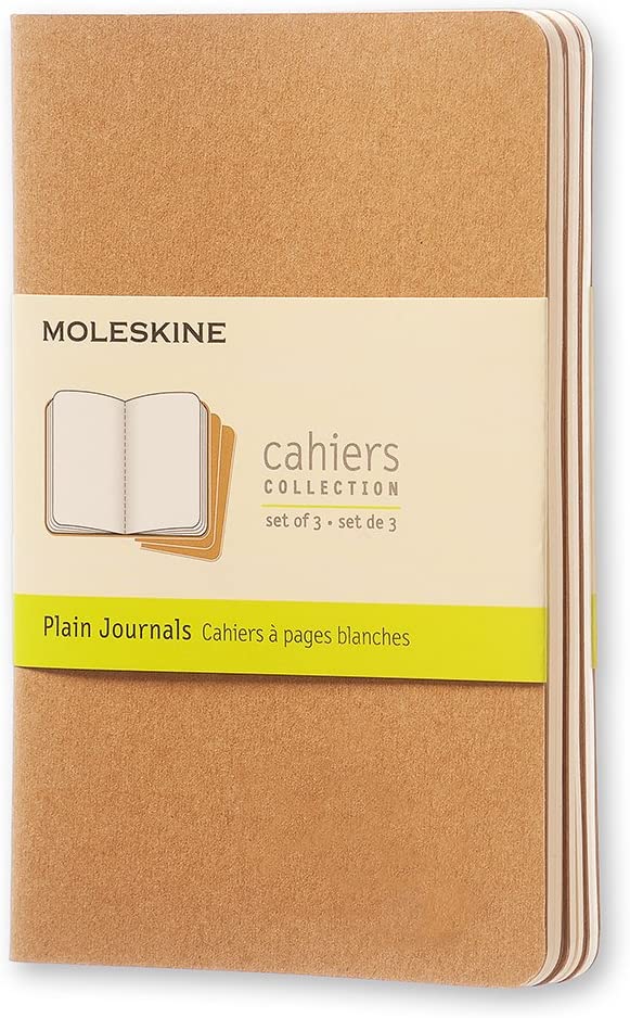 Cahier Journal, Soft Cover, Pocket (3.5" x 5.5") Plain/Blank, Kraft Brown, 64 Pages (Set of 3)