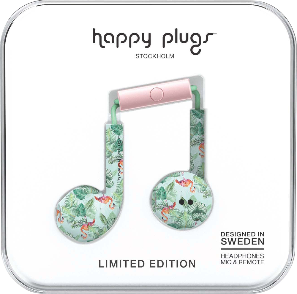 Happy Plugs Earbuds Plus with Mic - Pink Flamingo BP