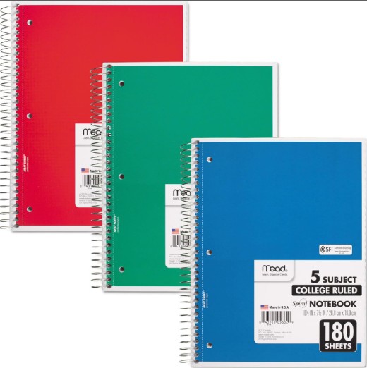 Spiral NB CR 5-Sub Perf 10.5x8 180sh