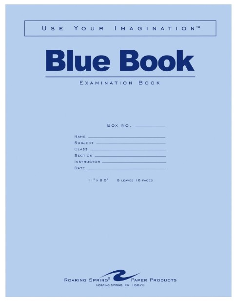 Exam Blue Book 11 x 8.5 16pg