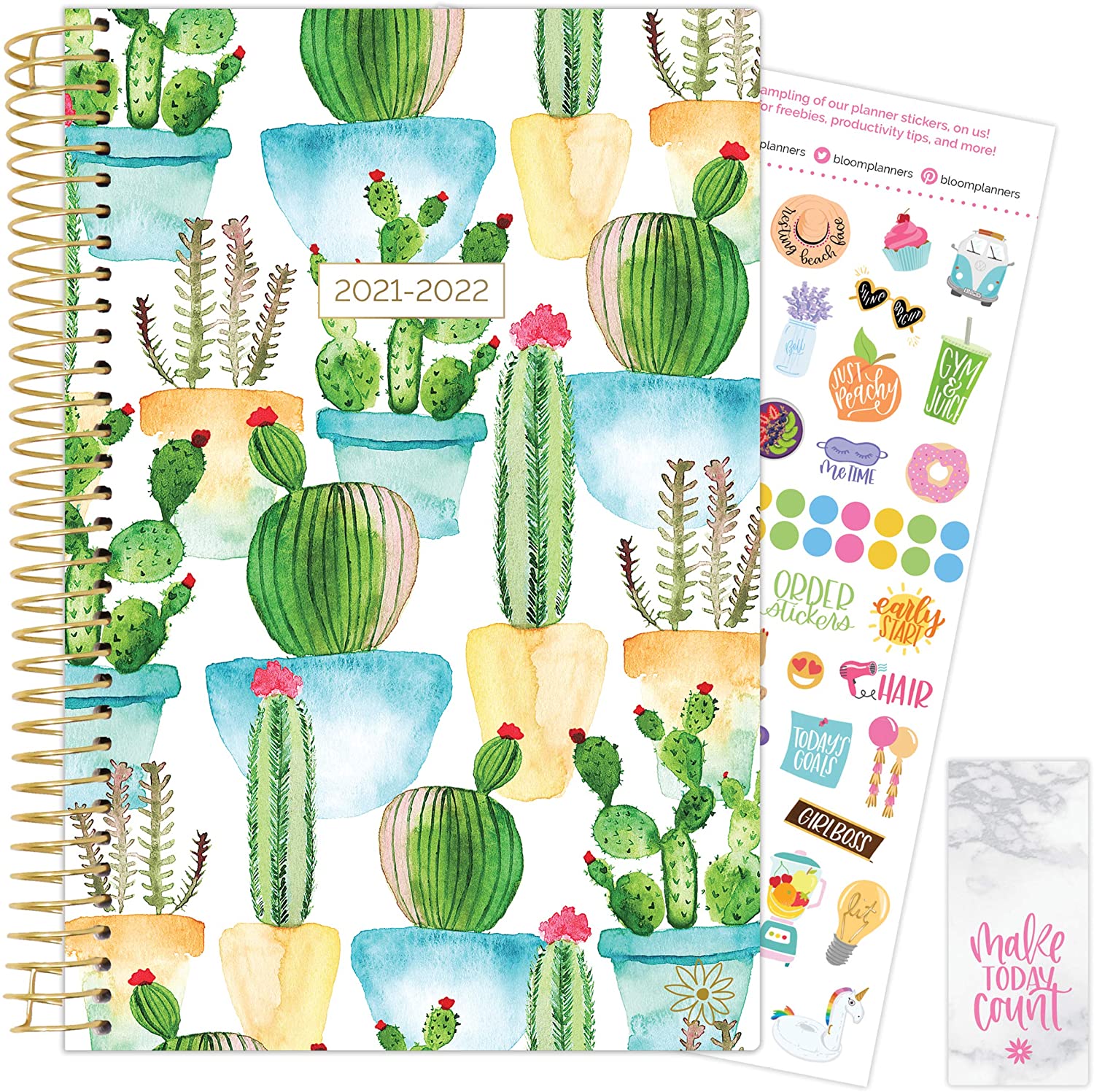 White Cacti 2021-22 Soft Cover Planner