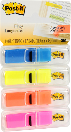 Post-it To-Go Flags - Asst .45x1.7in 4Pk BP