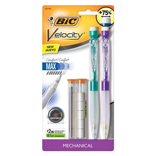 BIC Velocity Side Clic Mechanical Pencil - Asst .5mm 2Pk