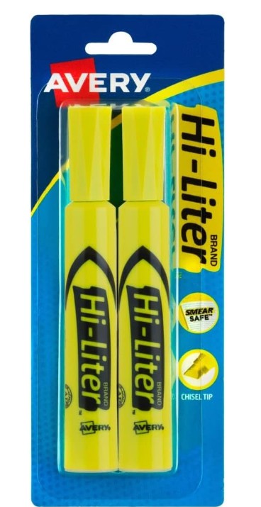 Avery Hi Liter 2 pk