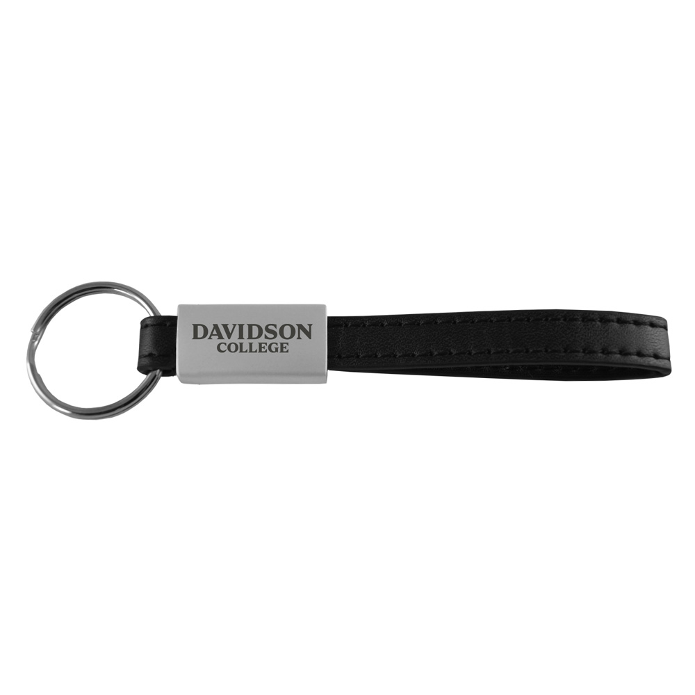 Davidson College Black Leather Key Strap