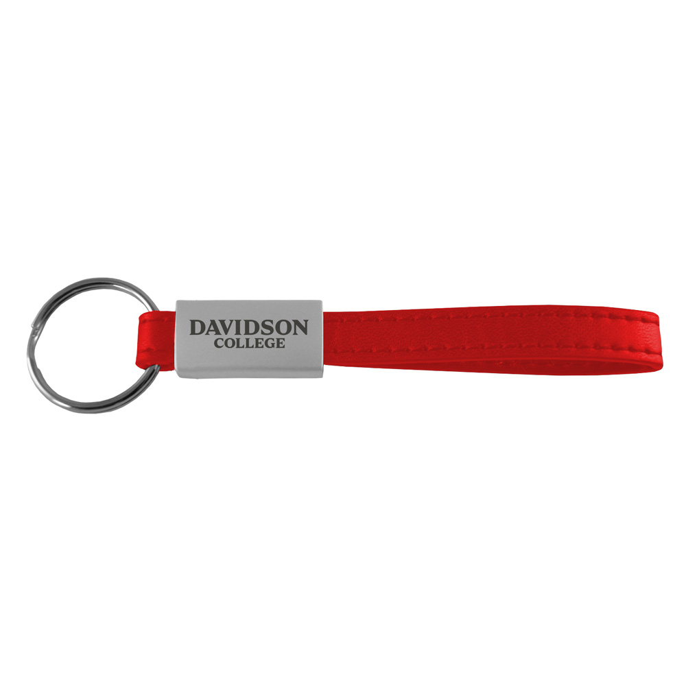 Davidson College Red Leather Key Strap