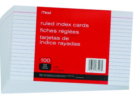 Index Cards Ruled 5x8 SUP-01-08096