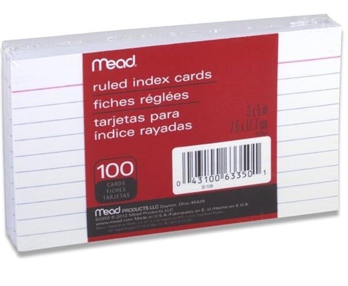 Index Cards Ruled 3x5