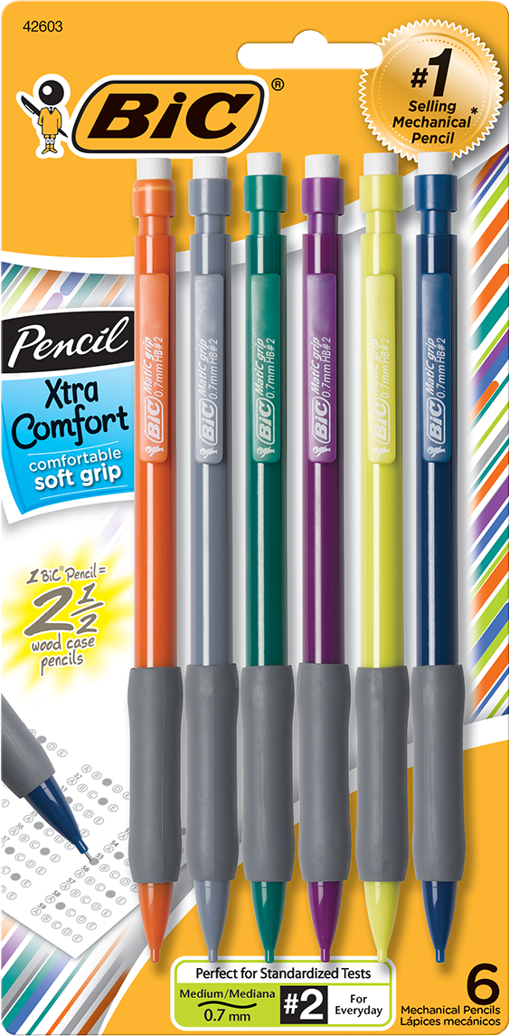 BIC Xtra Comfort Mechanical Pencil - Asst .7mm 6Pk BP